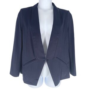 Sucolan Blazer XL Navy Soft Stretch Open Front Hook Closure Work NWT